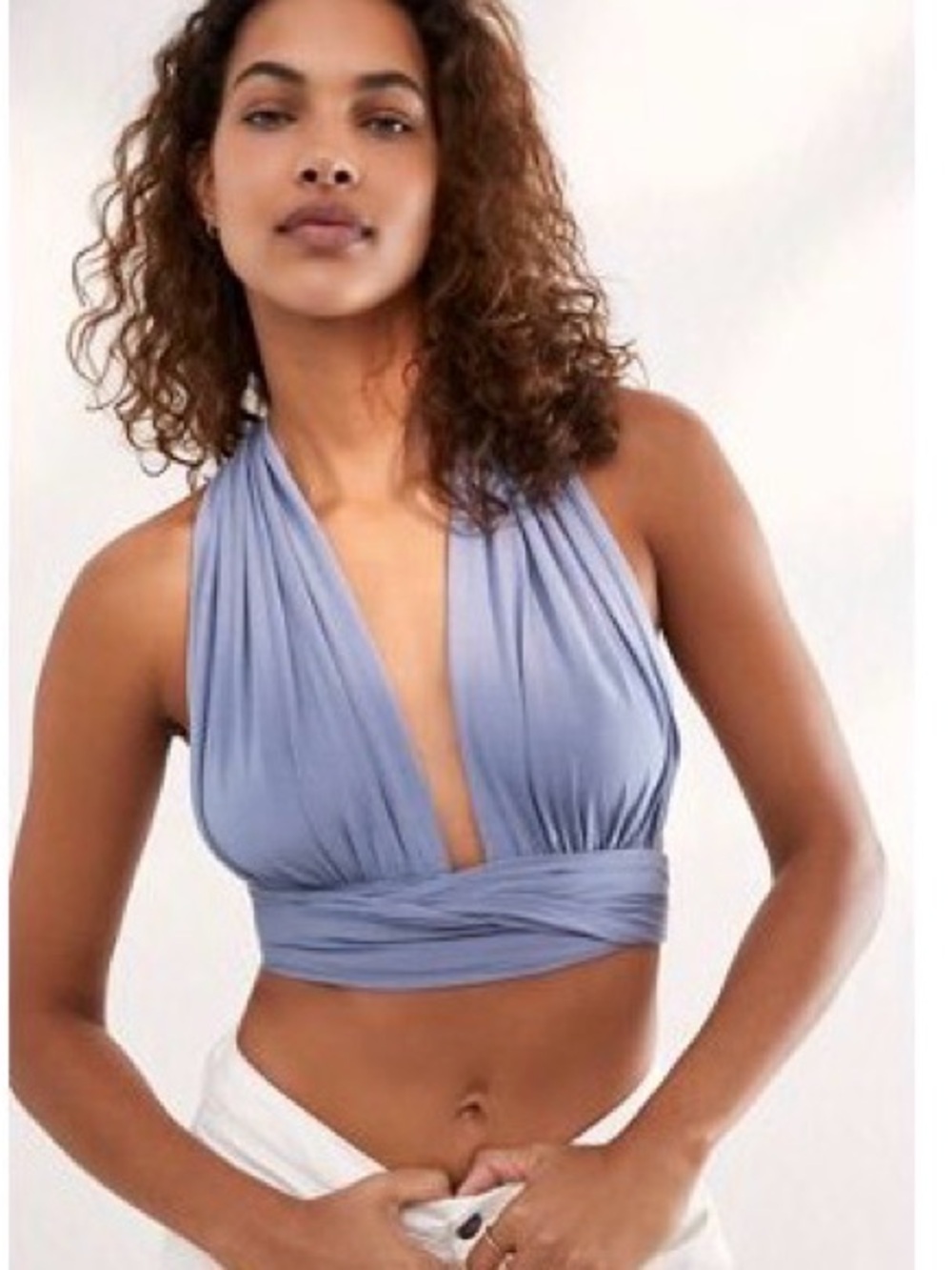 Free People 100 Ways Convertible Bralette Top Size S in Blue Slate